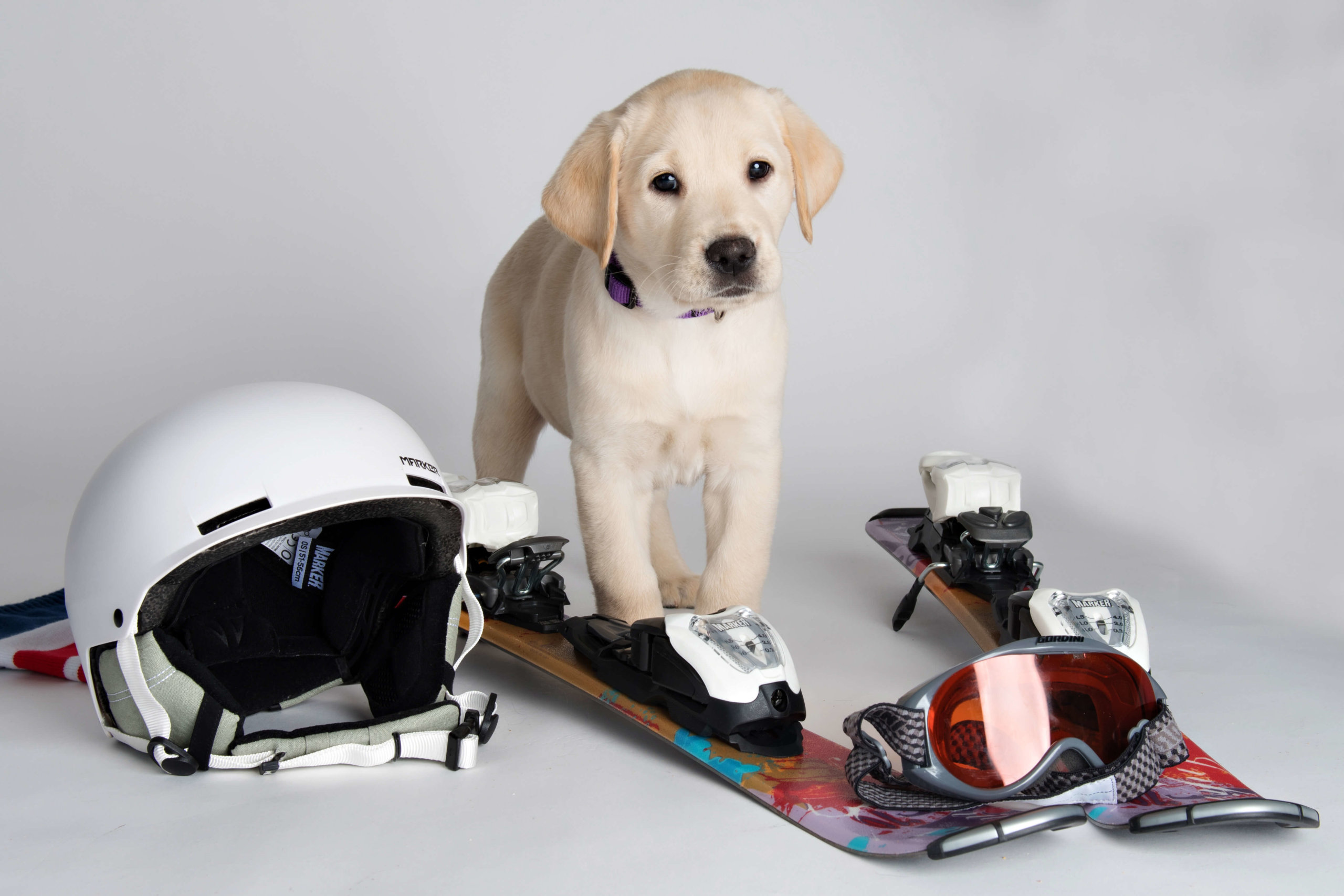 Mikaela prepares her equipment to hit the slopes.