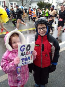 Aaron Ladd's family cheers on Aaron and Thomas at the Boston Marathon