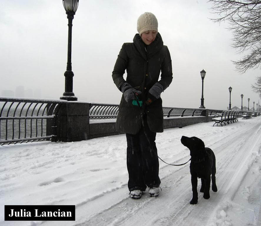 Volunteer puppy raiser Julia Lancian with future guide dog puppy Oleta