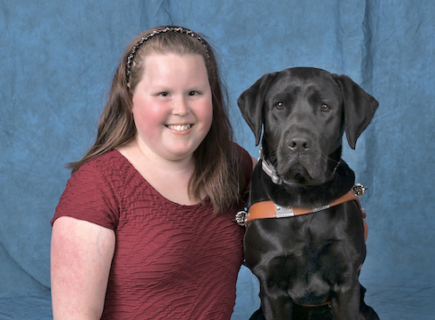 Graduate Calle and black Lab guide Teal