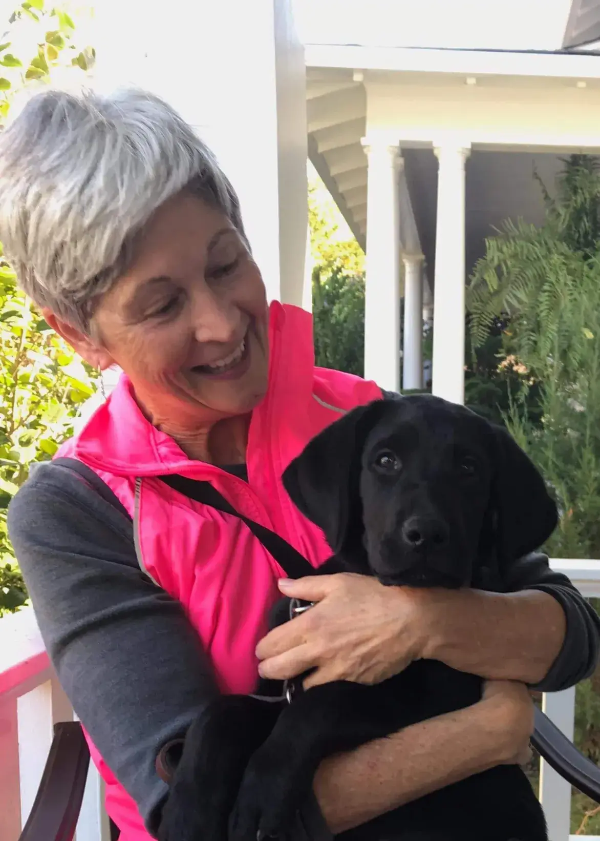 Jana with 2nd puppy, a black lab named Jojo (9J317) on the day of his arrival in Richmond, October 2017.