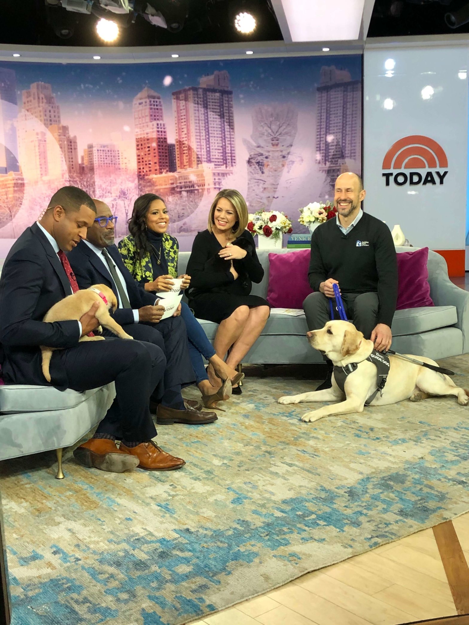 Thomas Panek sits on the couch during a Today Show segment along with the hosts.