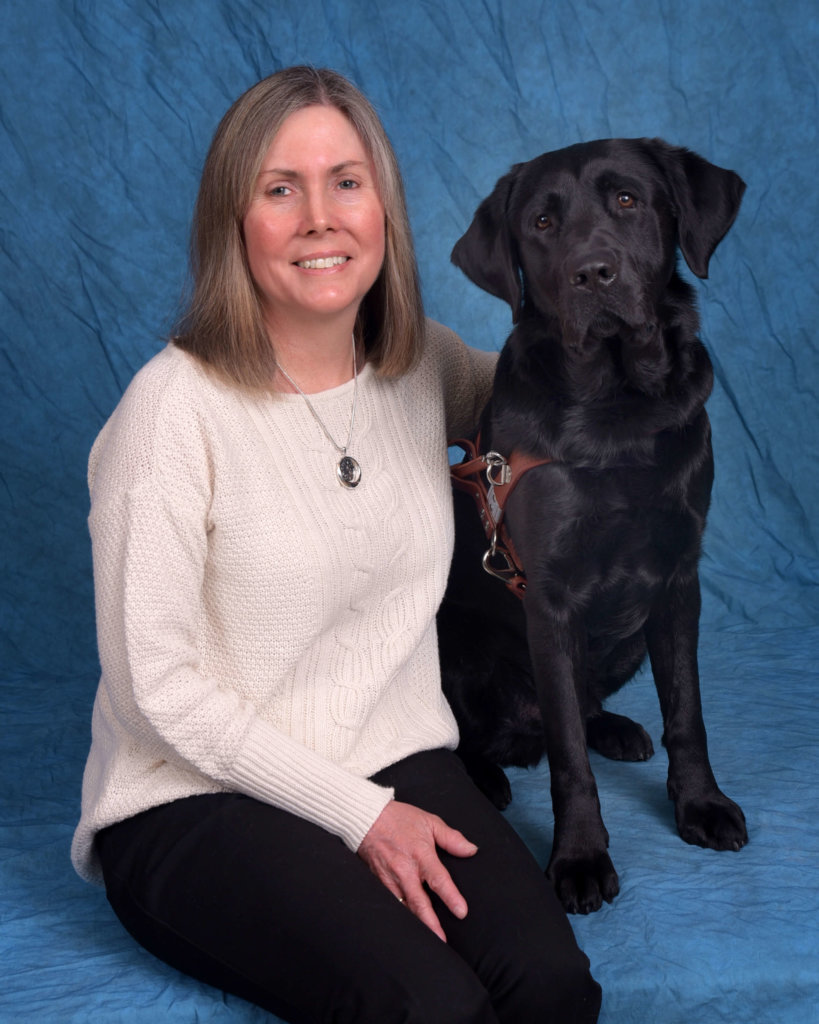 Graduate Karen and guide dog Flint