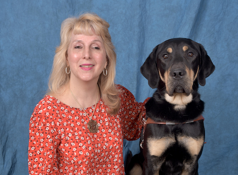 Graduate Linda and black & tan Lab Disney