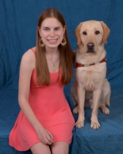 Melissa and Aron pose for their graduation photo in May 2016 at Guiding Eyes for the Blind in Yorktown. Heights, NY.