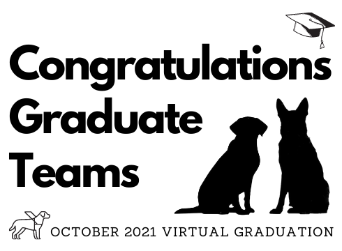 Congratulations Graduate Teams with silhouette of a lab and a GSD and cap