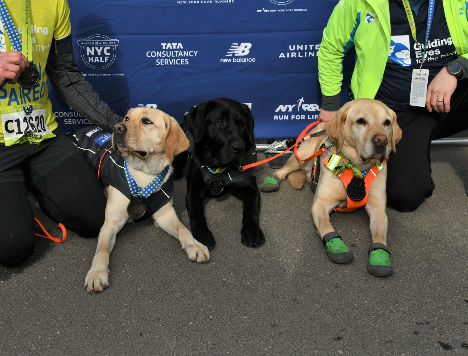 Waffle Westley and Gus at Finish Line
