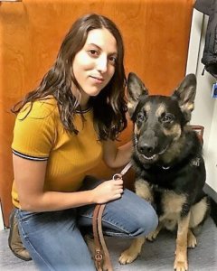 Graduate Stela and guide dog Potter