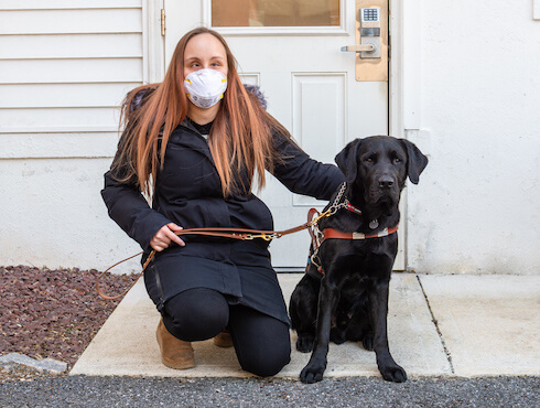 Zhenya and guide dog Kingston