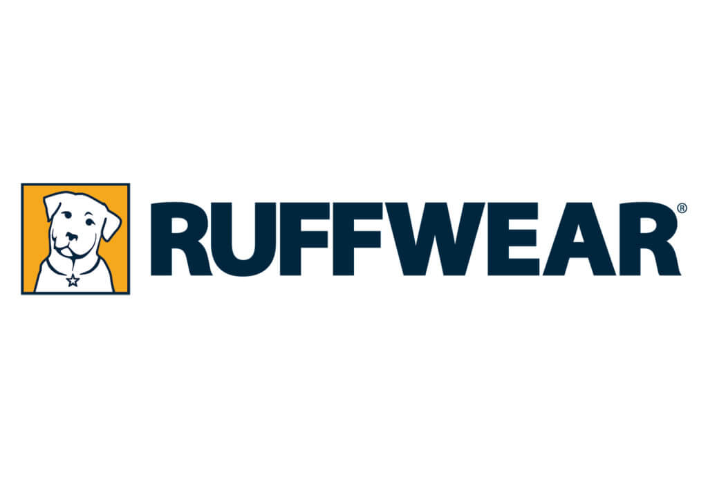 Ruffwear logo with dog outline in orange square