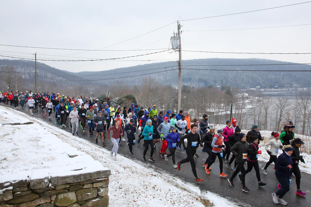 throng of runners set out on Polar Bear Run