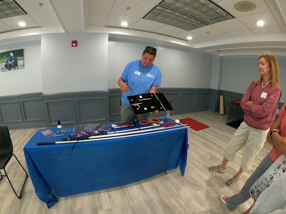 training staff at the equipment table