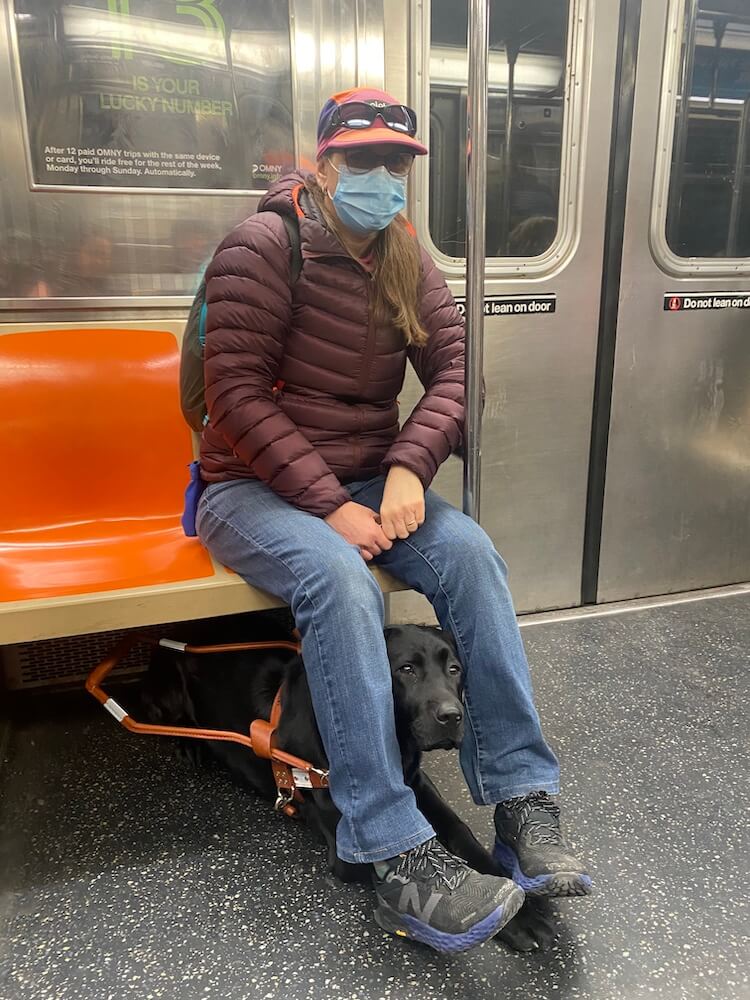 Chantal and Yoda on the subway in NYC
