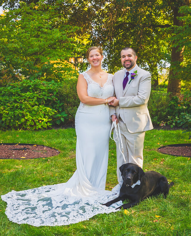 Kenneth in bow tie in outdoor wedding photo of raisers