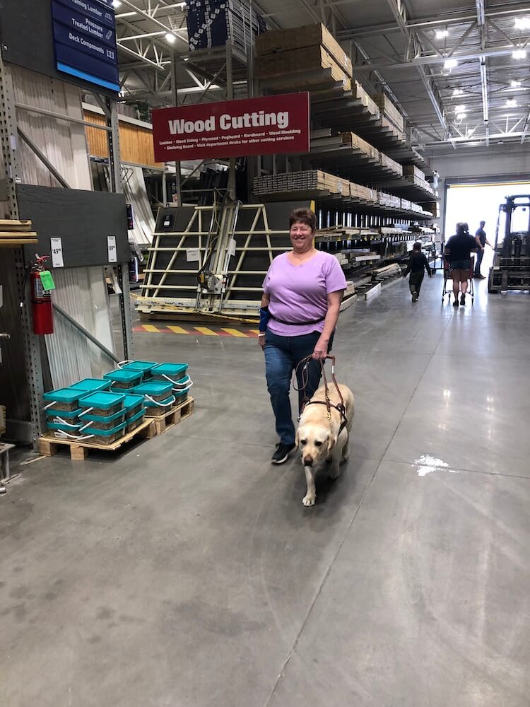 Tara is led by Blanco focused on walking through the big box store