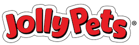 JollyPets logo in red letters with black shadowing