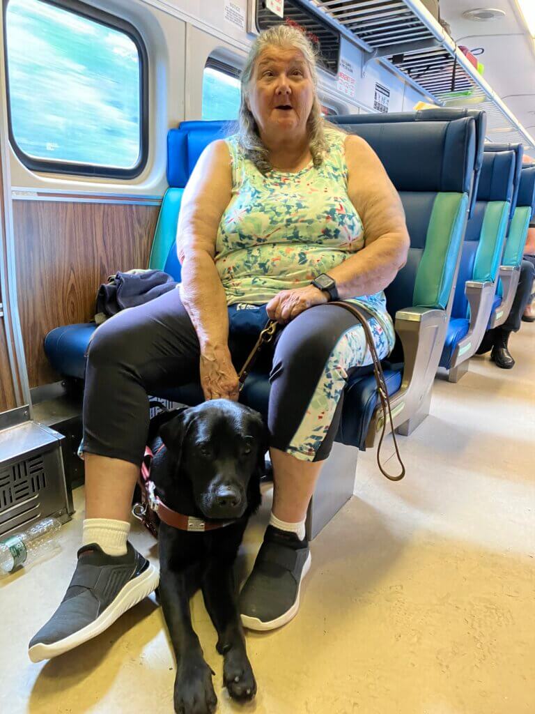 Irene and Tex ride the train to NYC