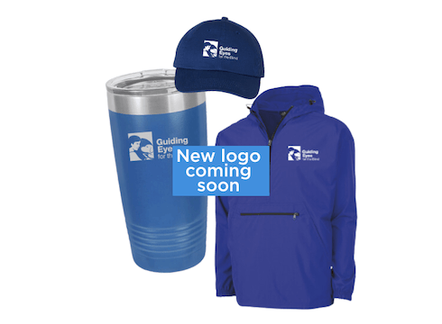 Hat, coffee cup and jacket -overlay says New Logo Coming Soon