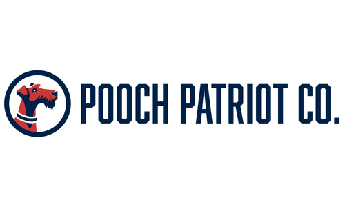 the head of a red terrier type dog in a circle next to text Pooch Patriot Co